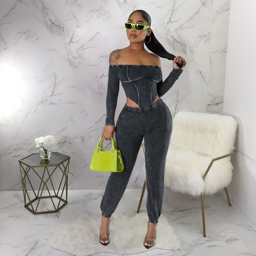 Women's Off-shoulder Midriff Outfit Jumpsuit