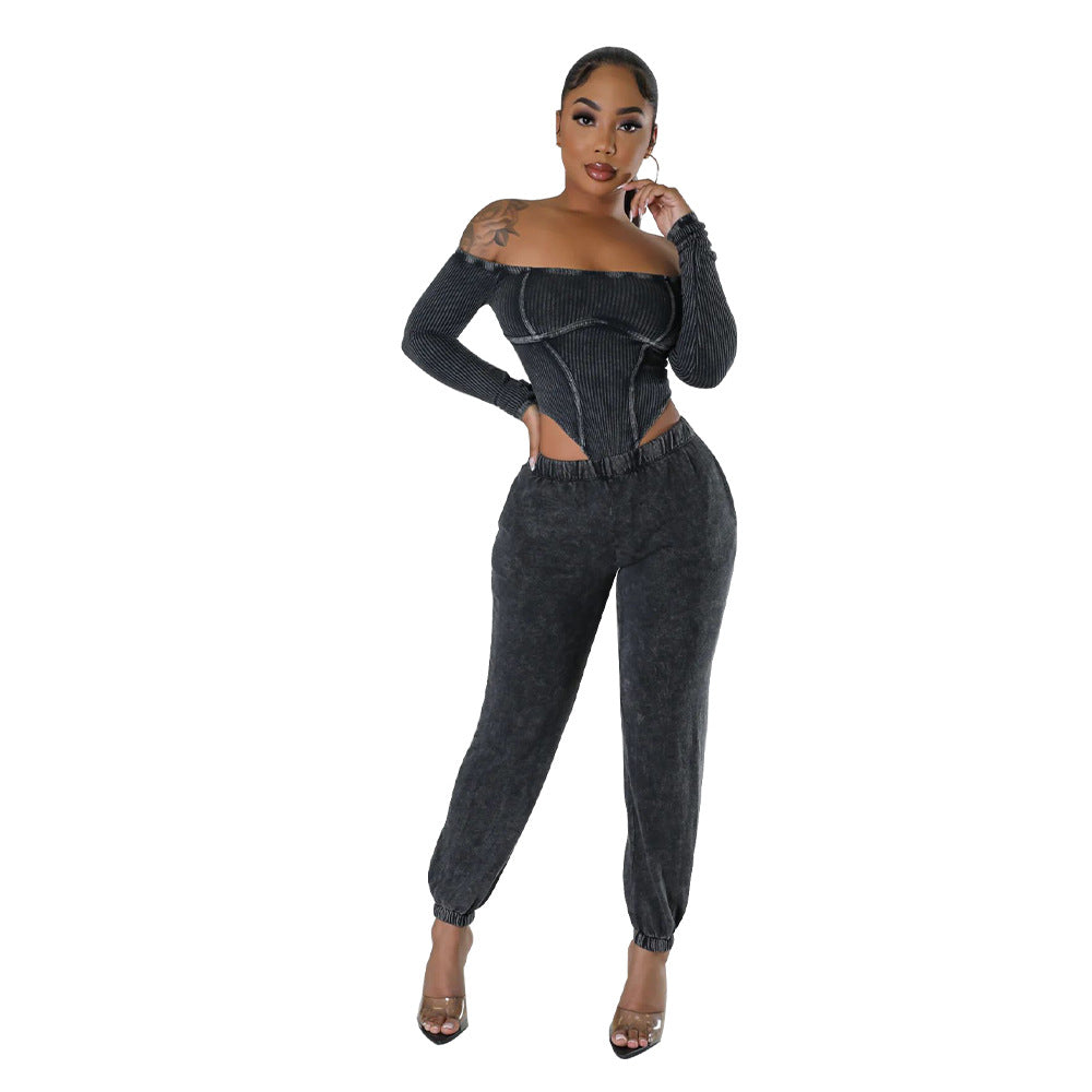 Women's Off-shoulder Midriff Outfit Jumpsuit