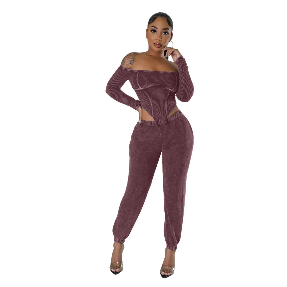 Women's Off-shoulder Midriff Outfit Jumpsuit