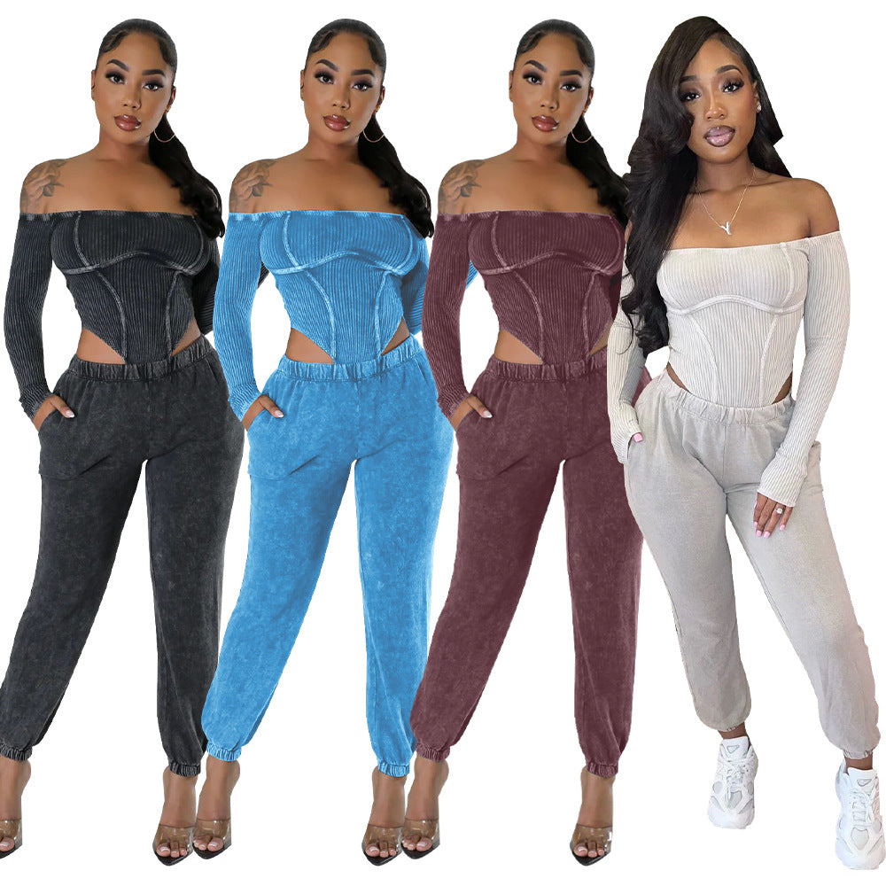 Women's Off-shoulder Midriff Outfit Jumpsuit