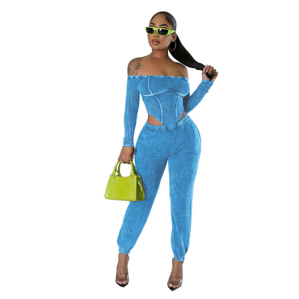 Women's Off-shoulder Midriff Outfit Jumpsuit