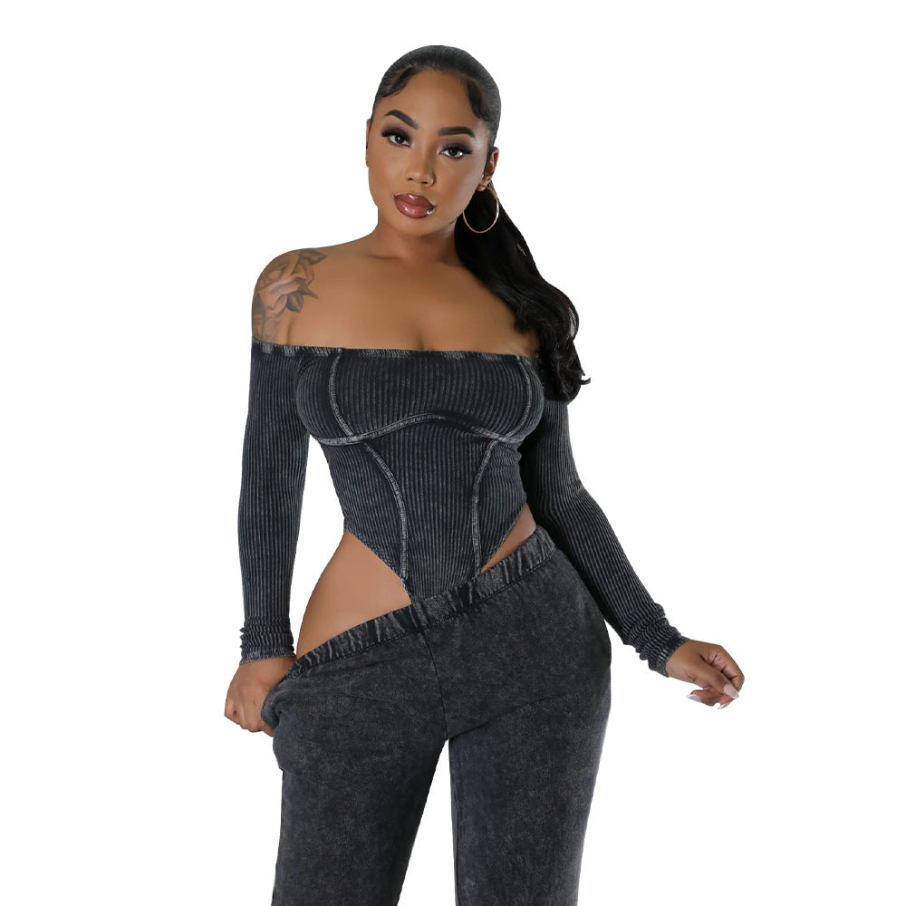 Women's Off-shoulder Midriff Outfit Jumpsuit